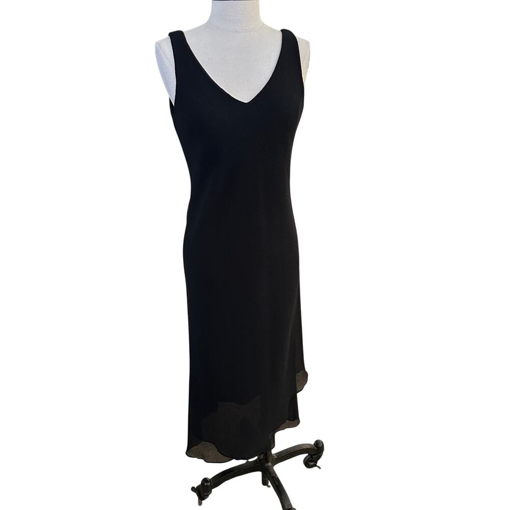Vintage Jones New York Slip Dress Size 6 Black MIdi Length V-Neck Formal - Picture 12 of 14